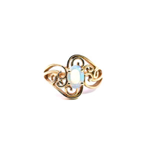 14K Gold Opal Filigree Ring