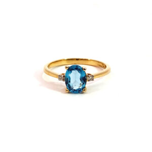 10K Gold Blue Topaz Ring