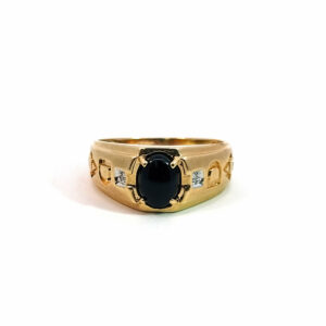 10K Gold "DAD" Black Onyx Ring