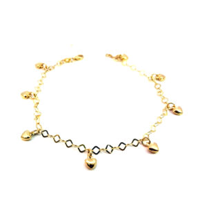 14K Gold Hearts Bracelet