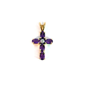 10K Gold Amethyst Cross Pendant